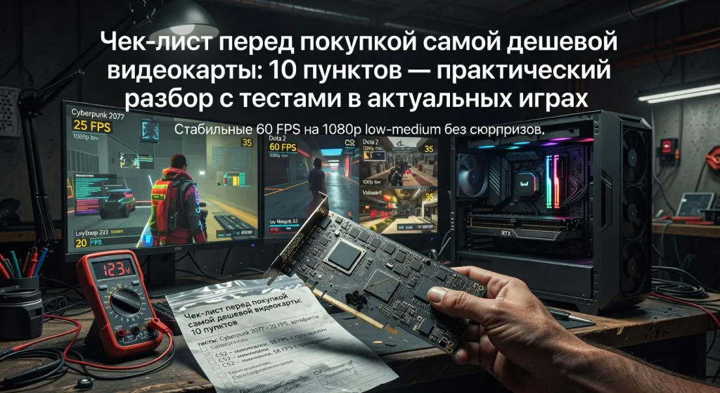 Чек-лист перед покупкой самой дешевой видеокарты: 10 пунктов — практический разбор с тестами в актуальных играх